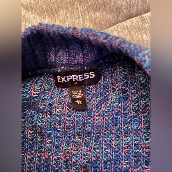 Express Multicolor Thread Blue Sweater - Picture 4 of 4